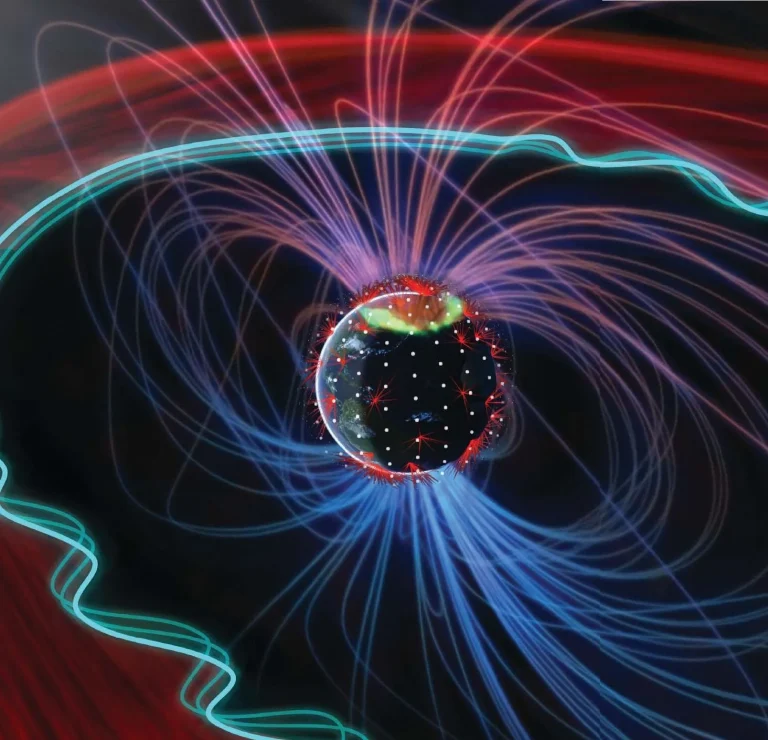 A diagram of magnetometer sensing in space.