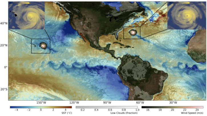 A snapshot of simulated climate conditions.