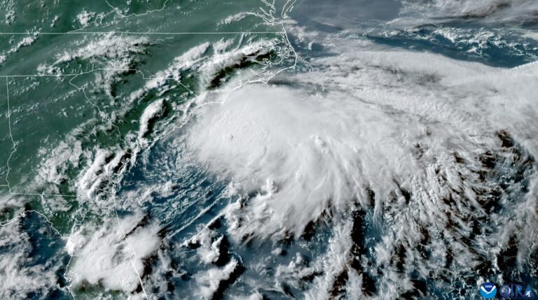 A satellite image of a hurricane