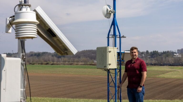 Craig Ramseyer at the Kentland Farm weather station in Virginia.